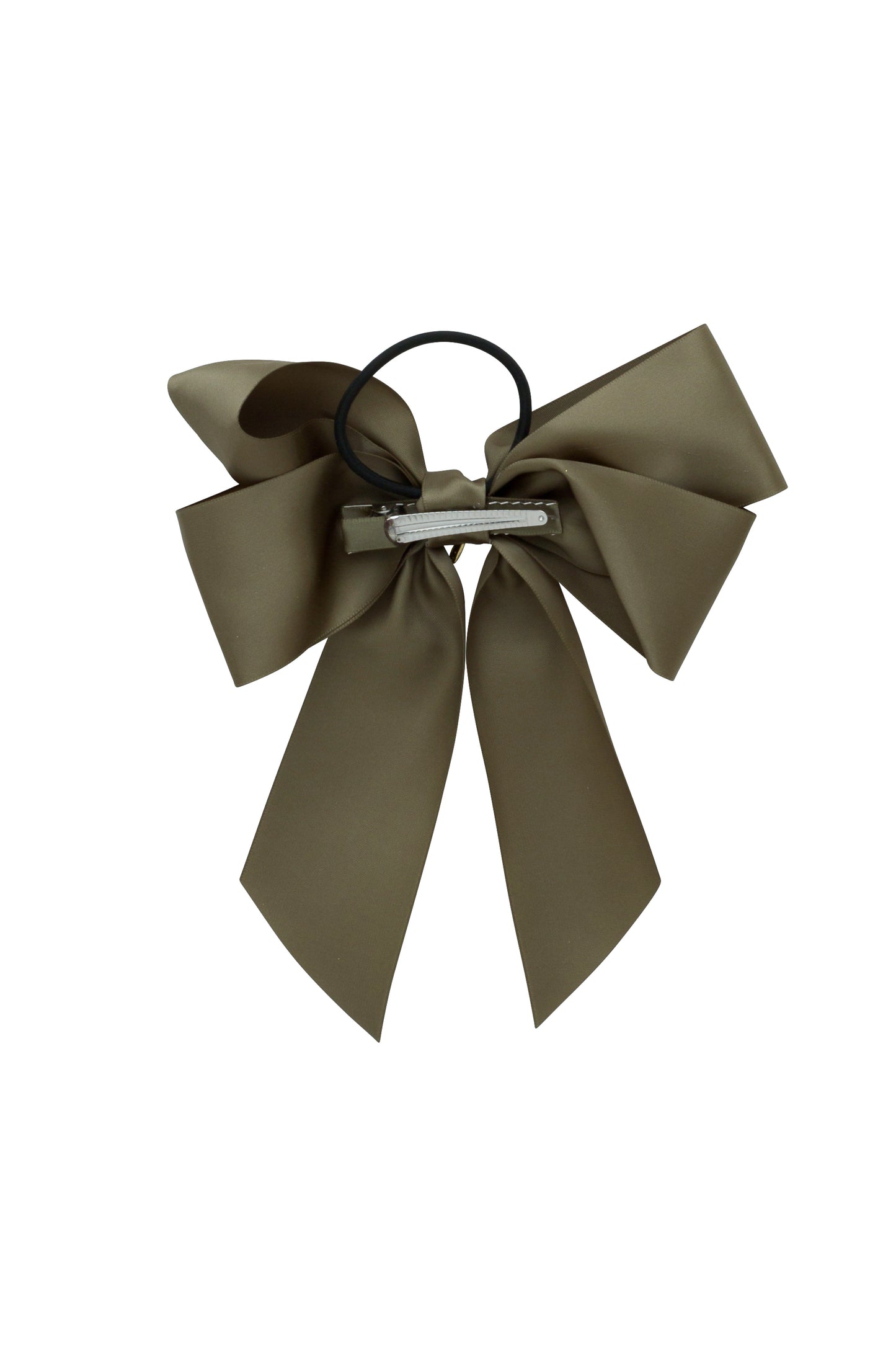 Oversized Bow Pony/Clip - Deep Sage