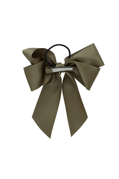 Oversized Bow Pony/Clip - Deep Sage