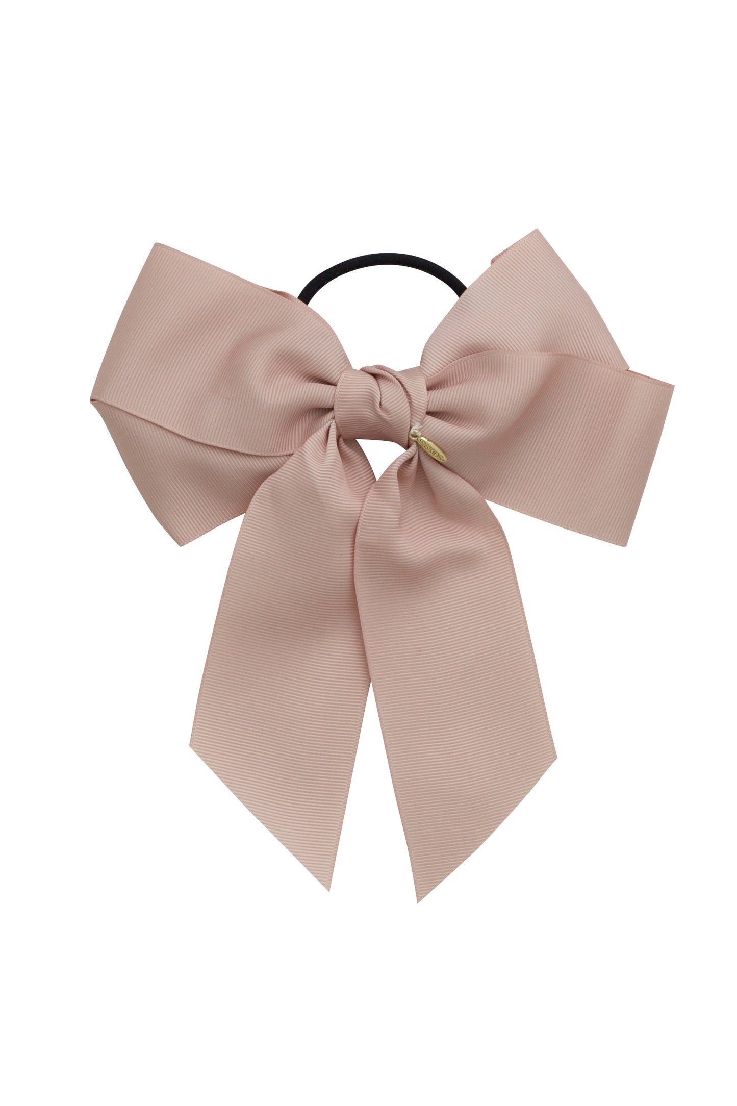 Oversized Bow Pony/Clip - Vanilla Grosgrain