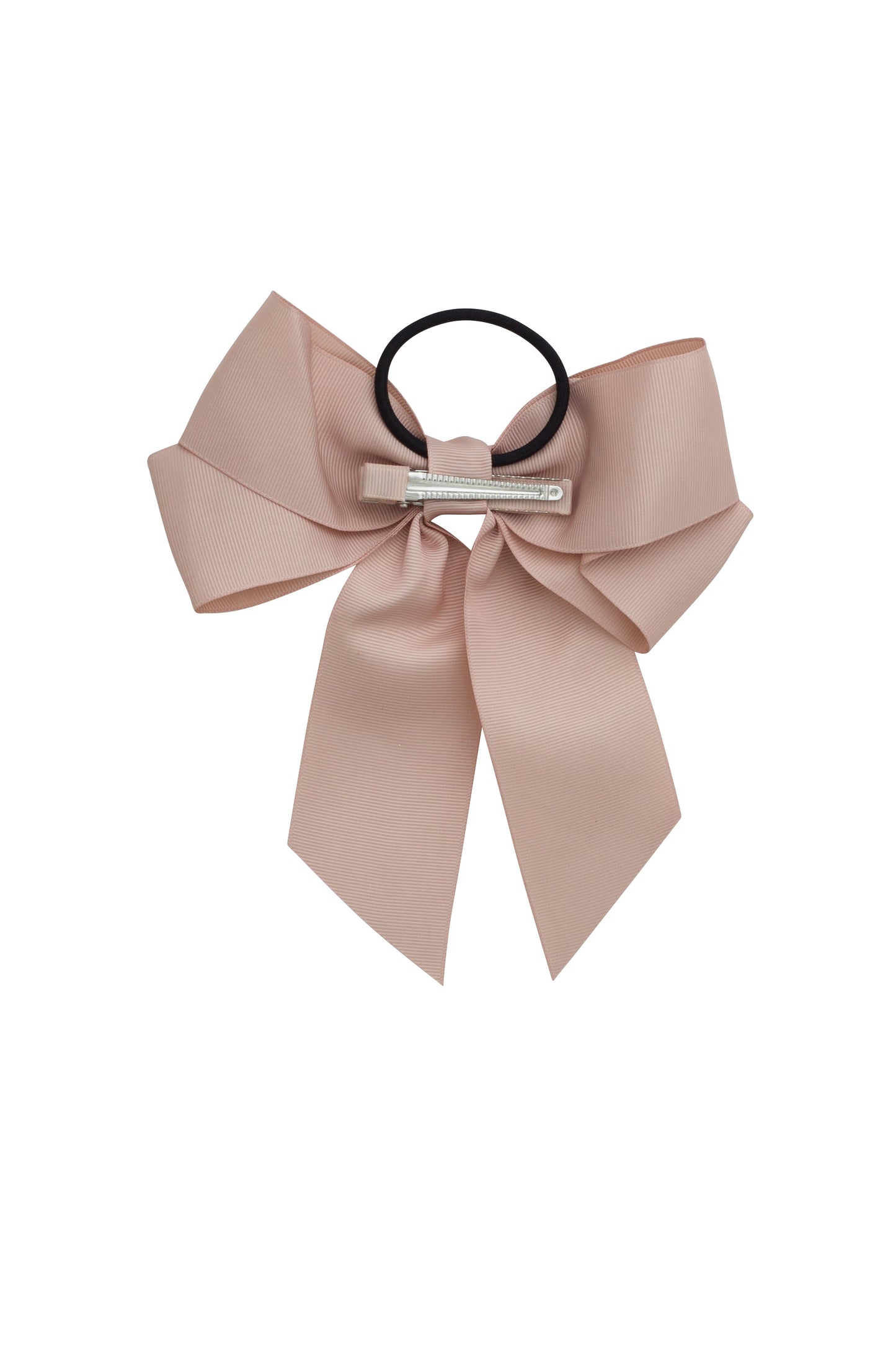 Oversized Bow Pony/Clip - Vanilla Grosgrain