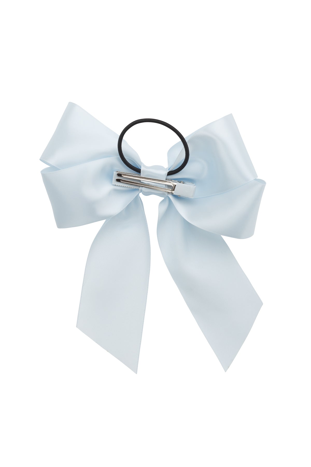 Oversized Bow Pony/Clip - Blue Vapor