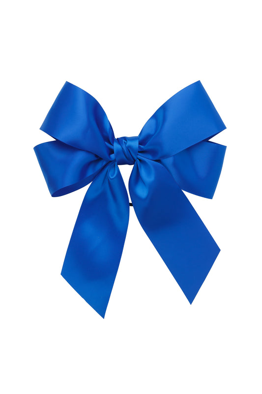 Oversized Bow Pony/Clip - Electric Blue