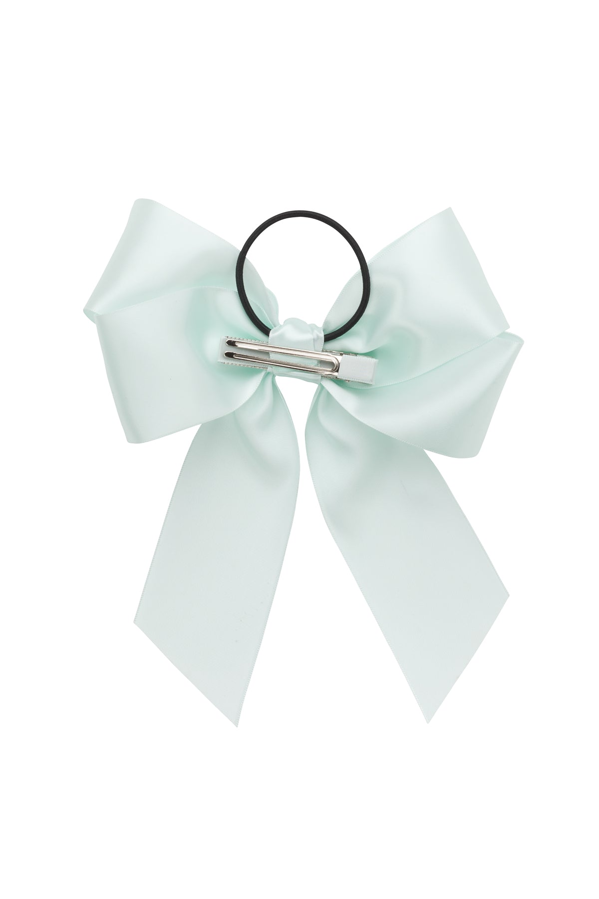 Oversized Bow Pony/Clip - Ice Mint