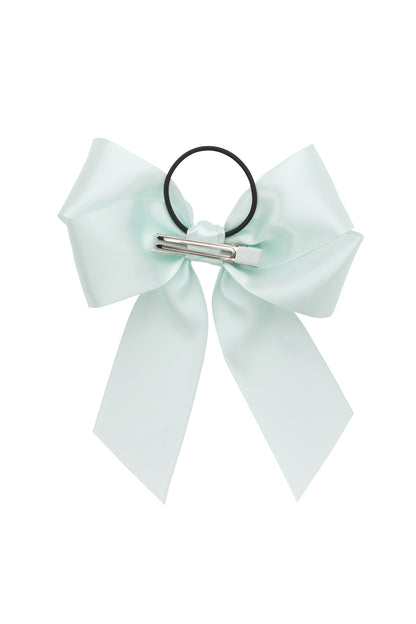 Oversized Bow Pony/Clip - Ice Mint
