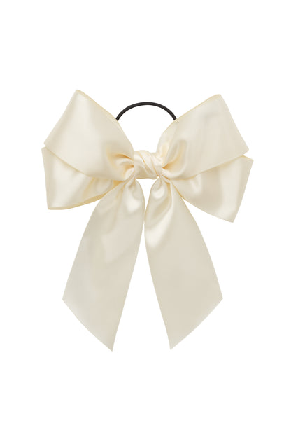 Oversized Bow Pony/Clip - Ivory