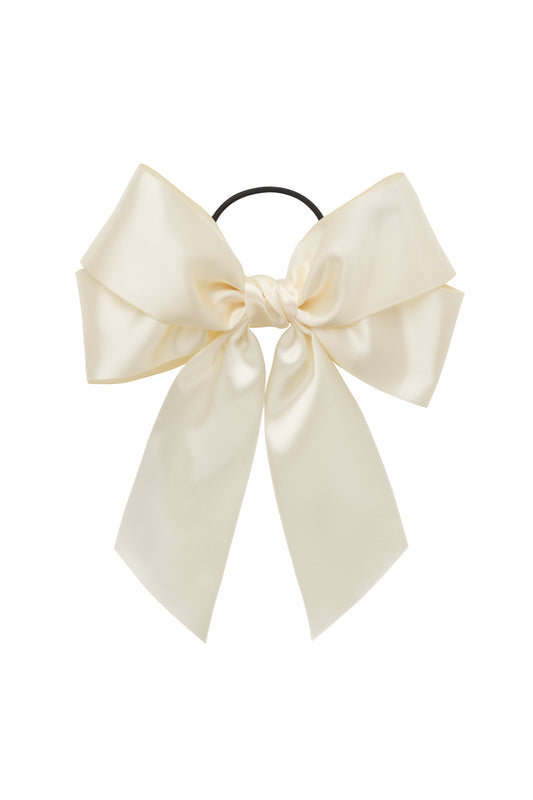 Oversized Bow Pony/Clip - Ivory