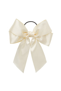 Oversized Bow Pony/Clip - Ivory