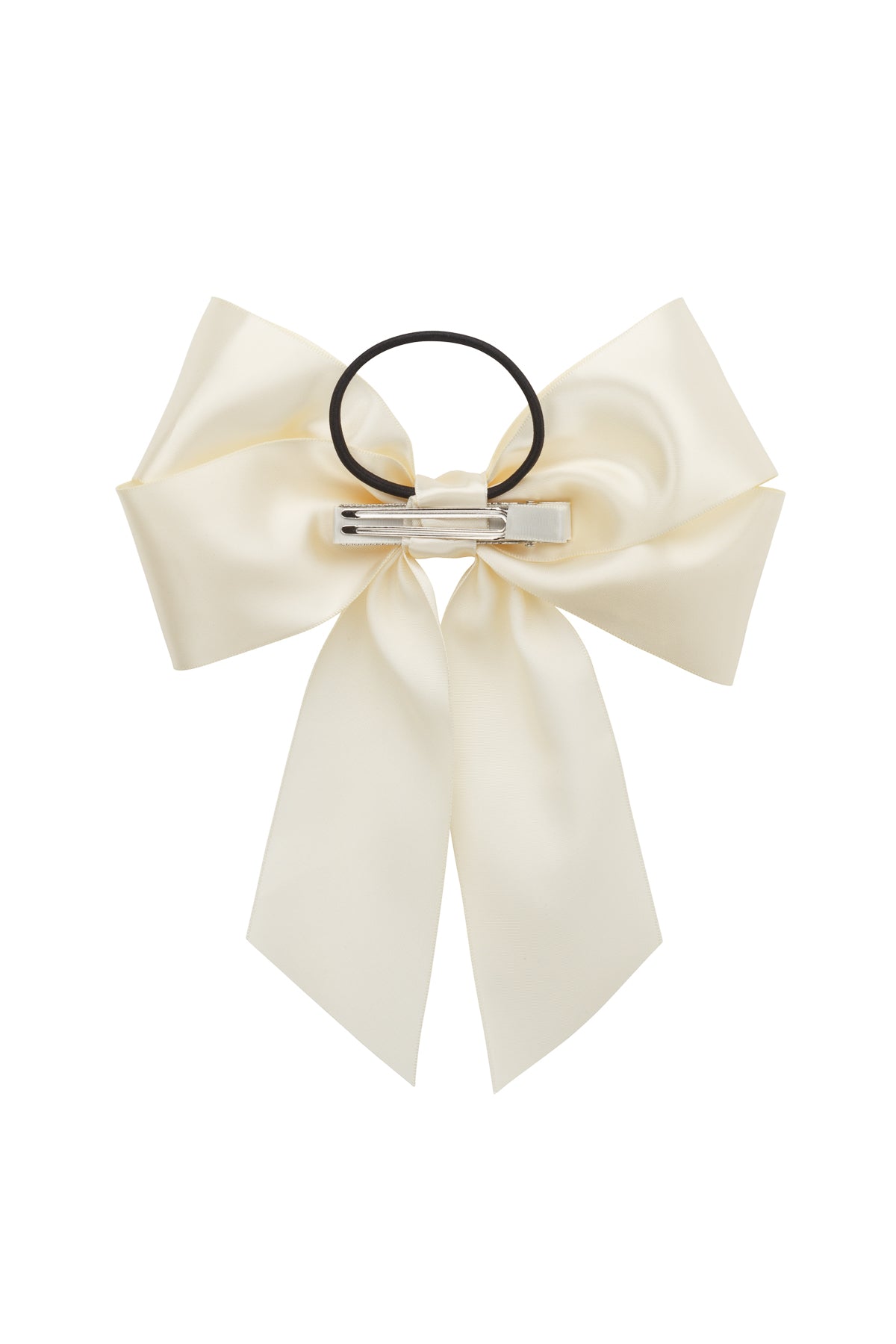Oversized Bow Pony/Clip - Ivory