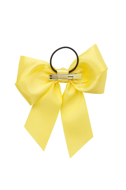 Oversized Bow Pony/Clip - Lemon