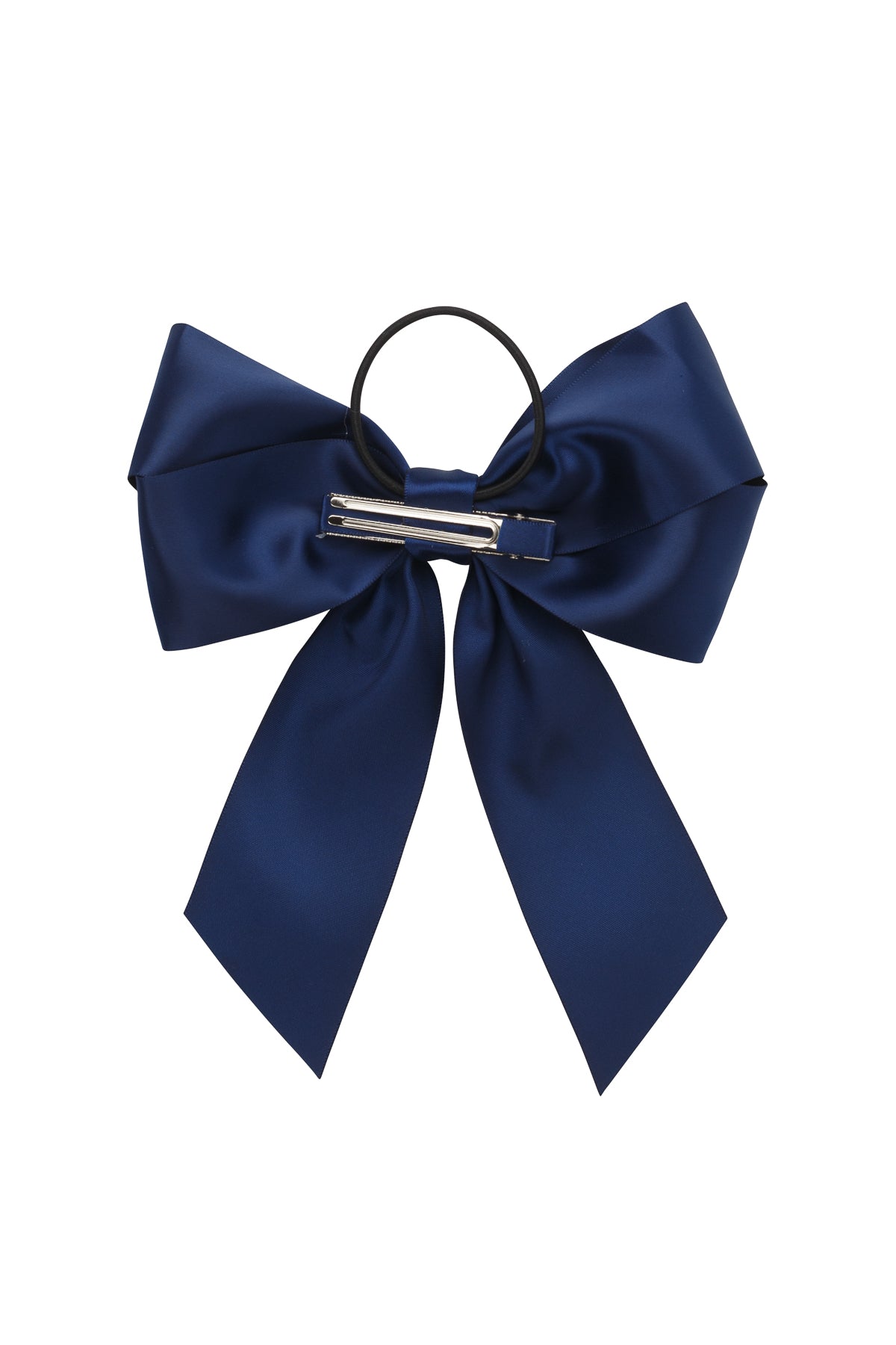 Oversized Bow Pony/Clip - Navy