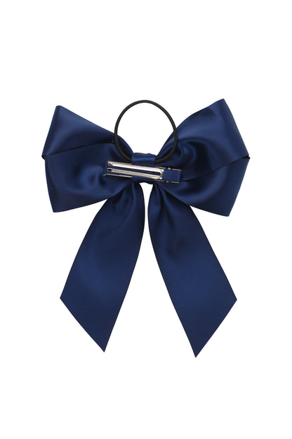 Oversized Bow Pony/Clip - Navy