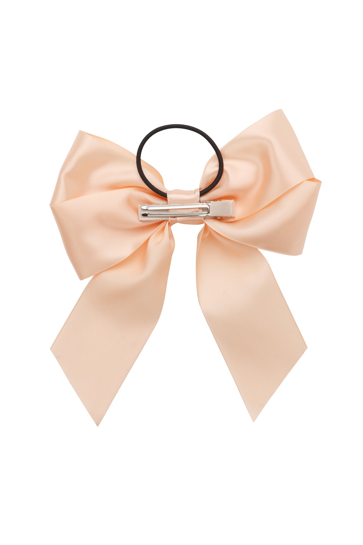 Oversized Bow Pony/Clip - Petal Peach