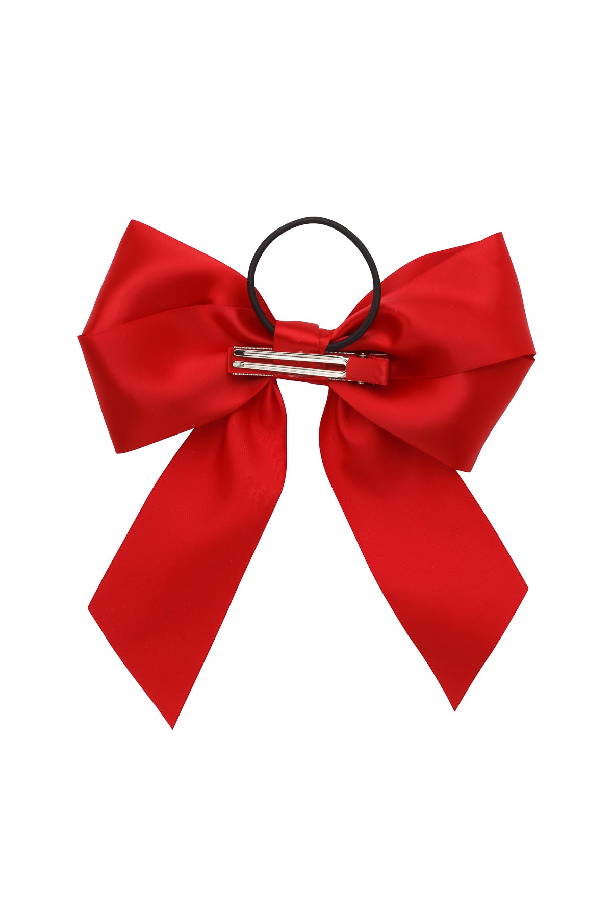 Oversized Bow Pony/Clip - Red