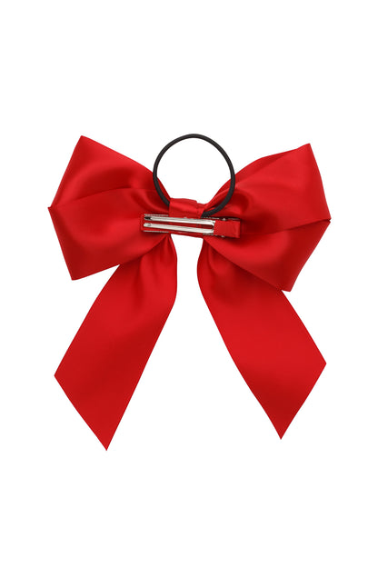 Oversized Bow Pony/Clip - Red