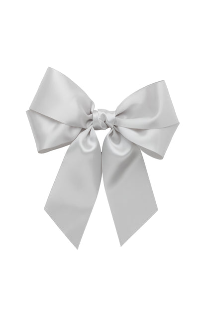 Oversized Bow Pony/Clip - Shell Grey