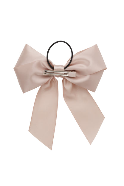 Oversized Bow Pony/Clip - Vanilla