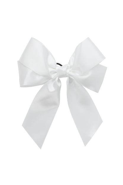 Oversized Bow Pony/Clip - White