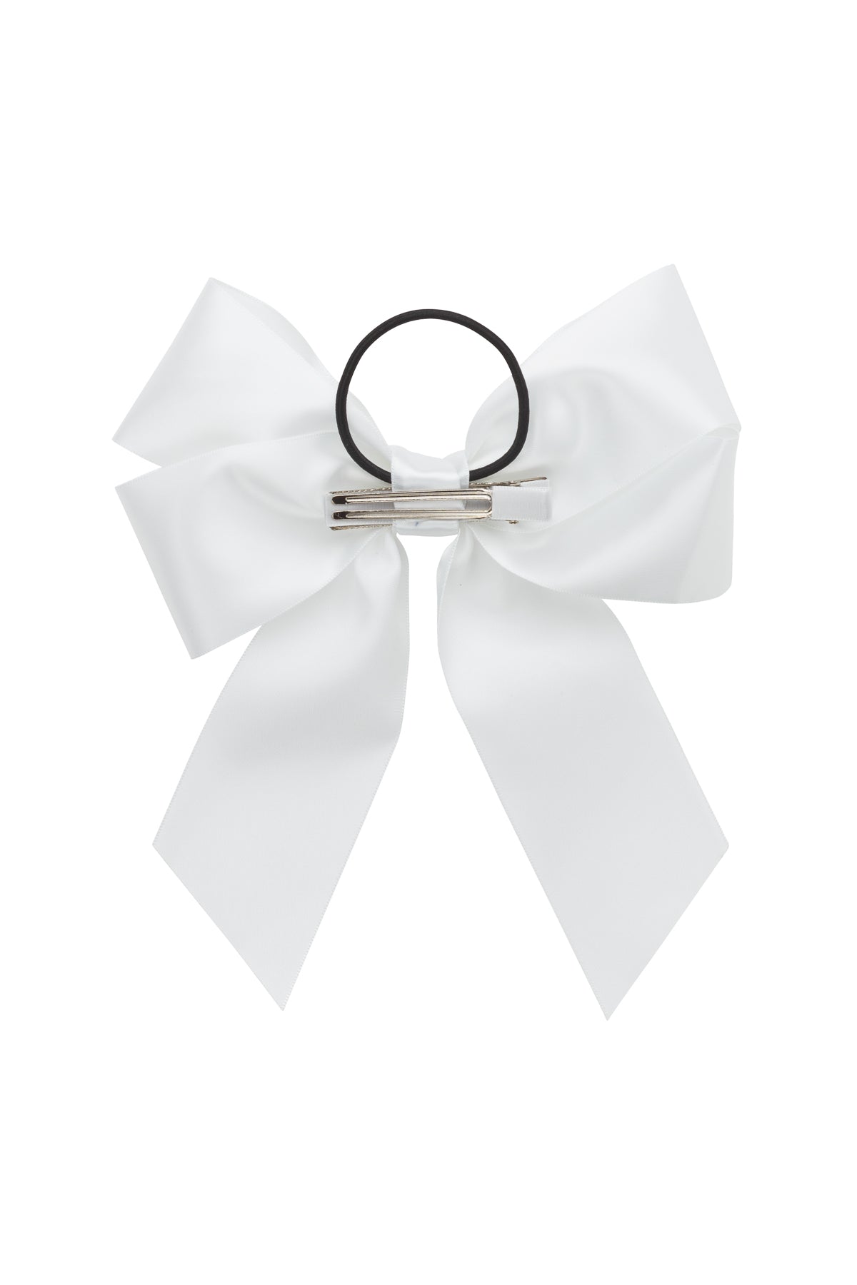 Oversized Bow Pony/Clip - White
