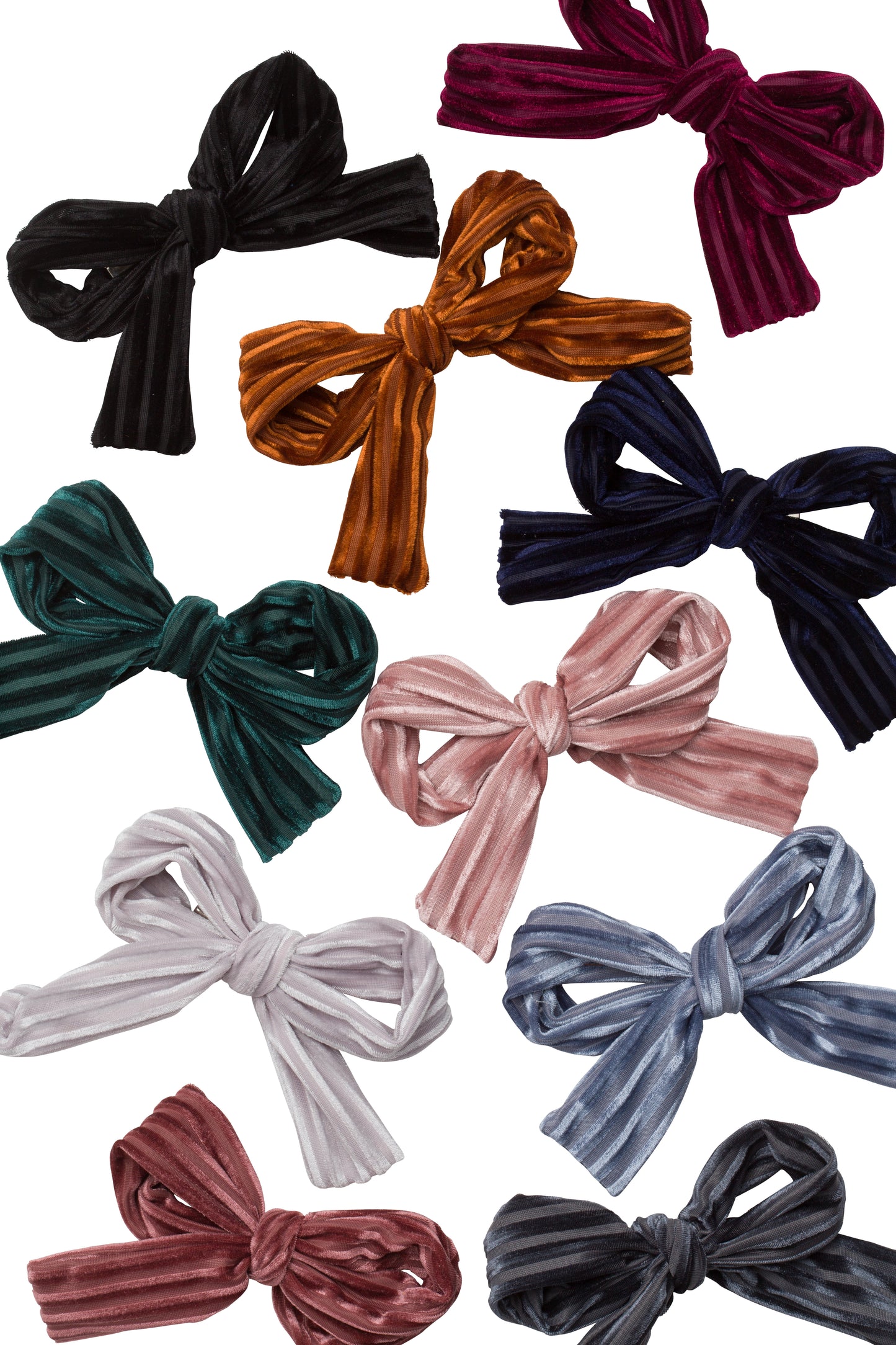 Party Bow Clip - Hunter Green Velvet Stripe