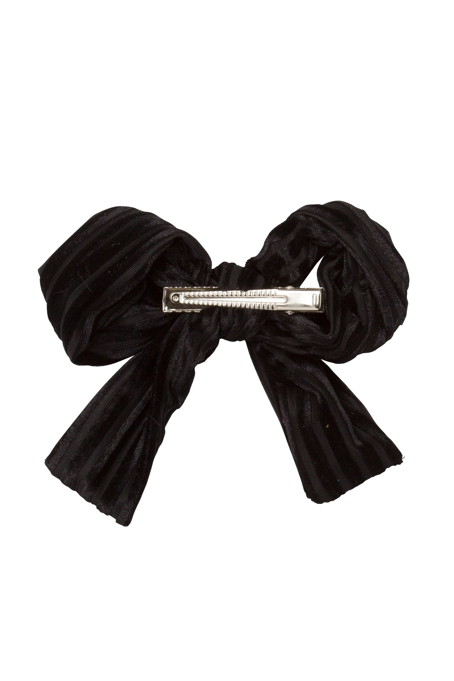 Party Bow Clip - Black Velvet Stripe