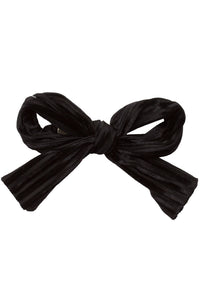 Party Bow Clip - Black Velvet Stripe