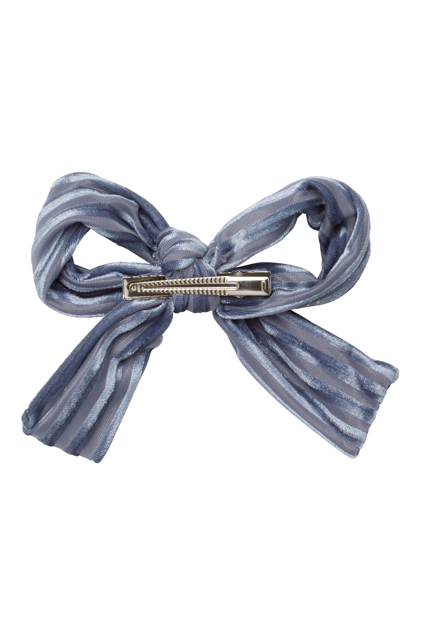 Party Bow Clip - Blue Velvet Stripe