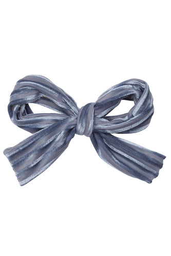 Party Bow Clip - Blue Velvet Stripe