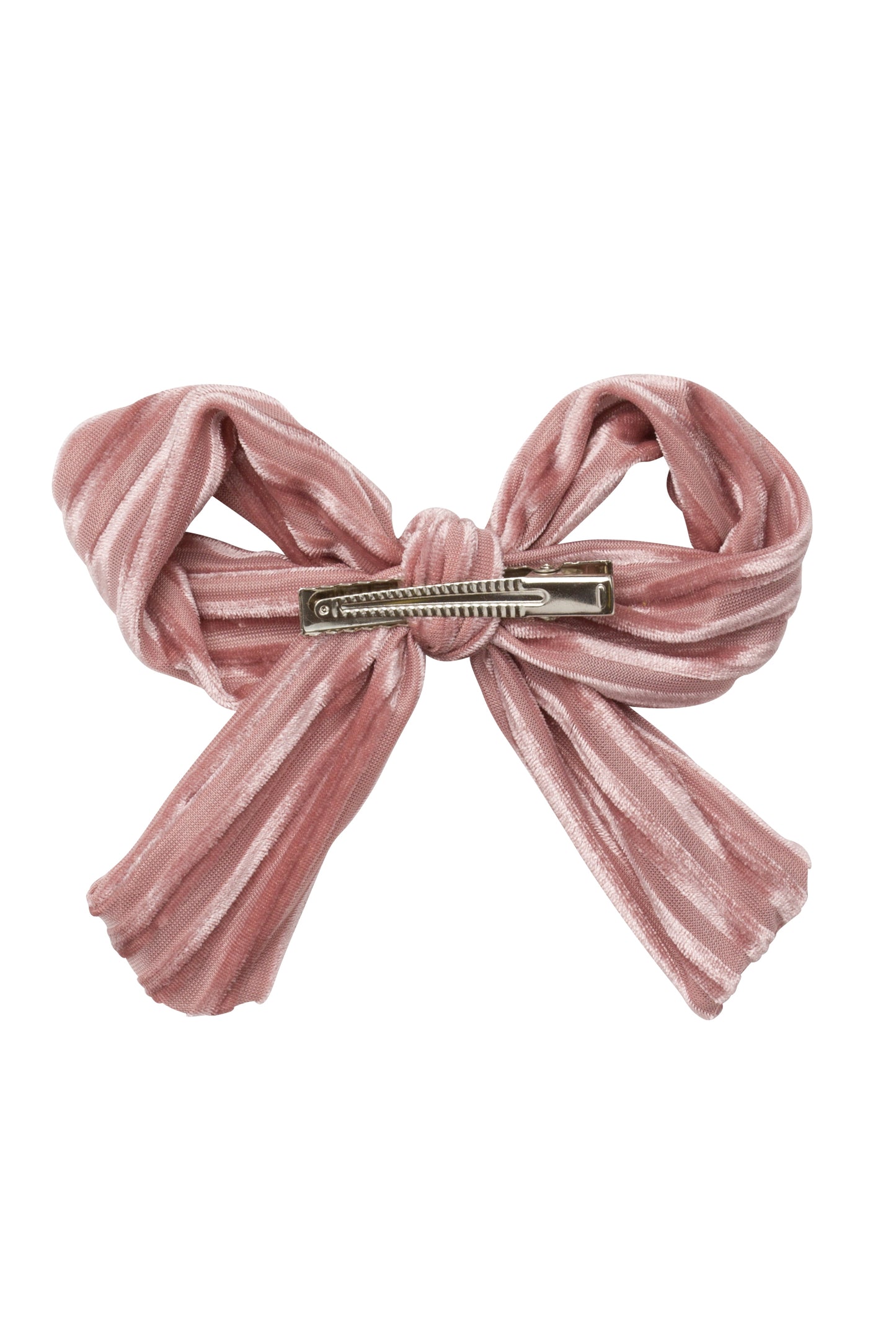 Party Bow Clip - Blush Velvet Stripe