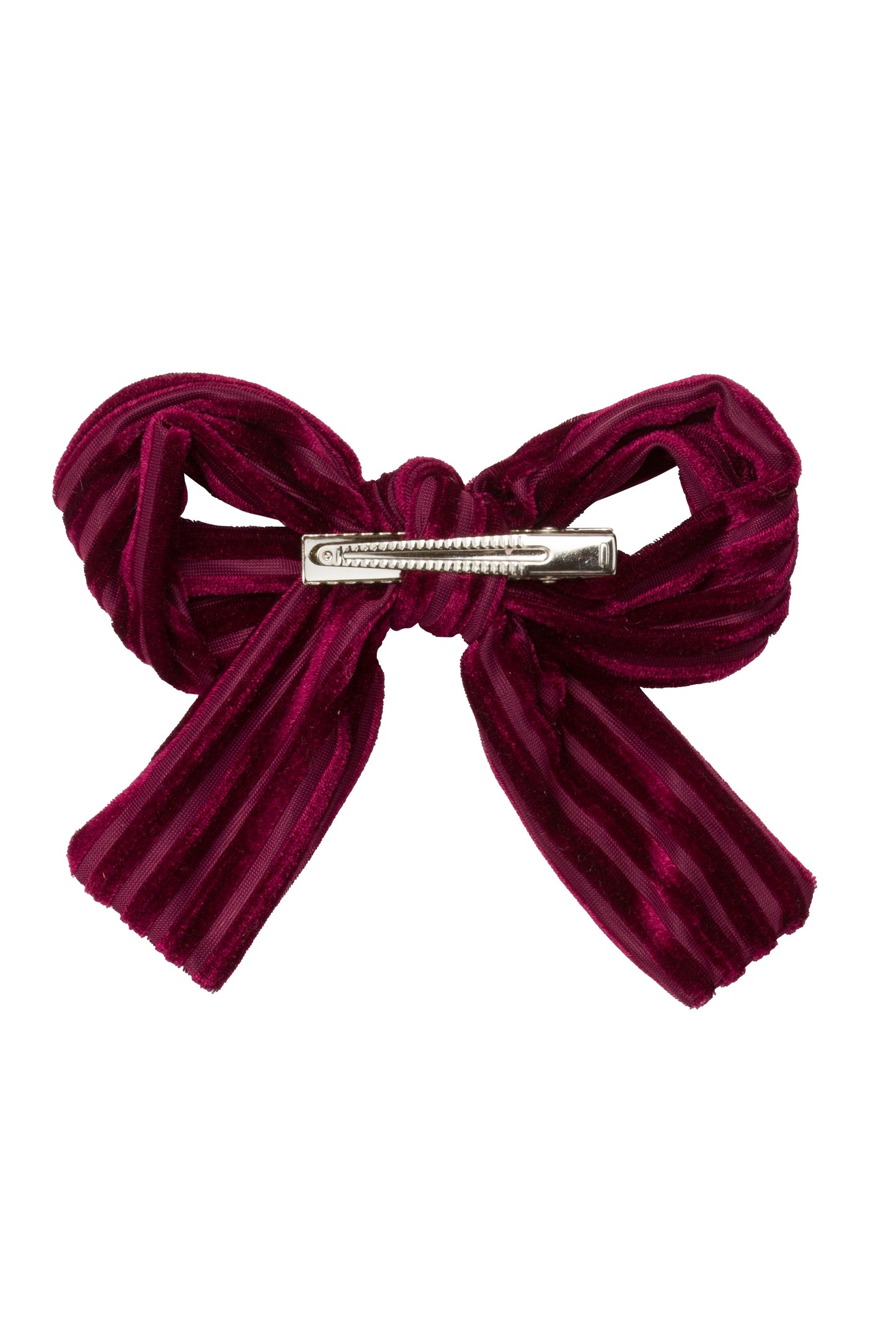 Party Bow Clip - Burgundy Velvet Stripe
