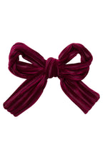 Party Bow Clip - Burgundy Velvet Stripe