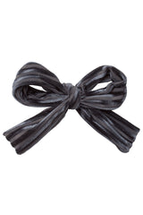 Party Bow Clip - Charcoal Velvet Stripe