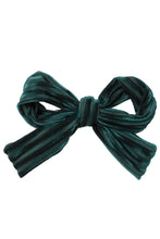 Party Bow Clip - Hunter Green Velvet Stripe
