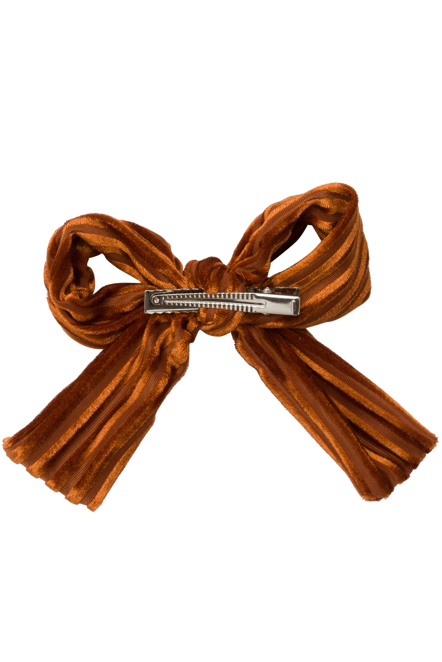 Party Bow Clip - Rust Velvet Stripe