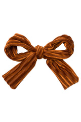 Party Bow Clip - Rust Velvet Stripe