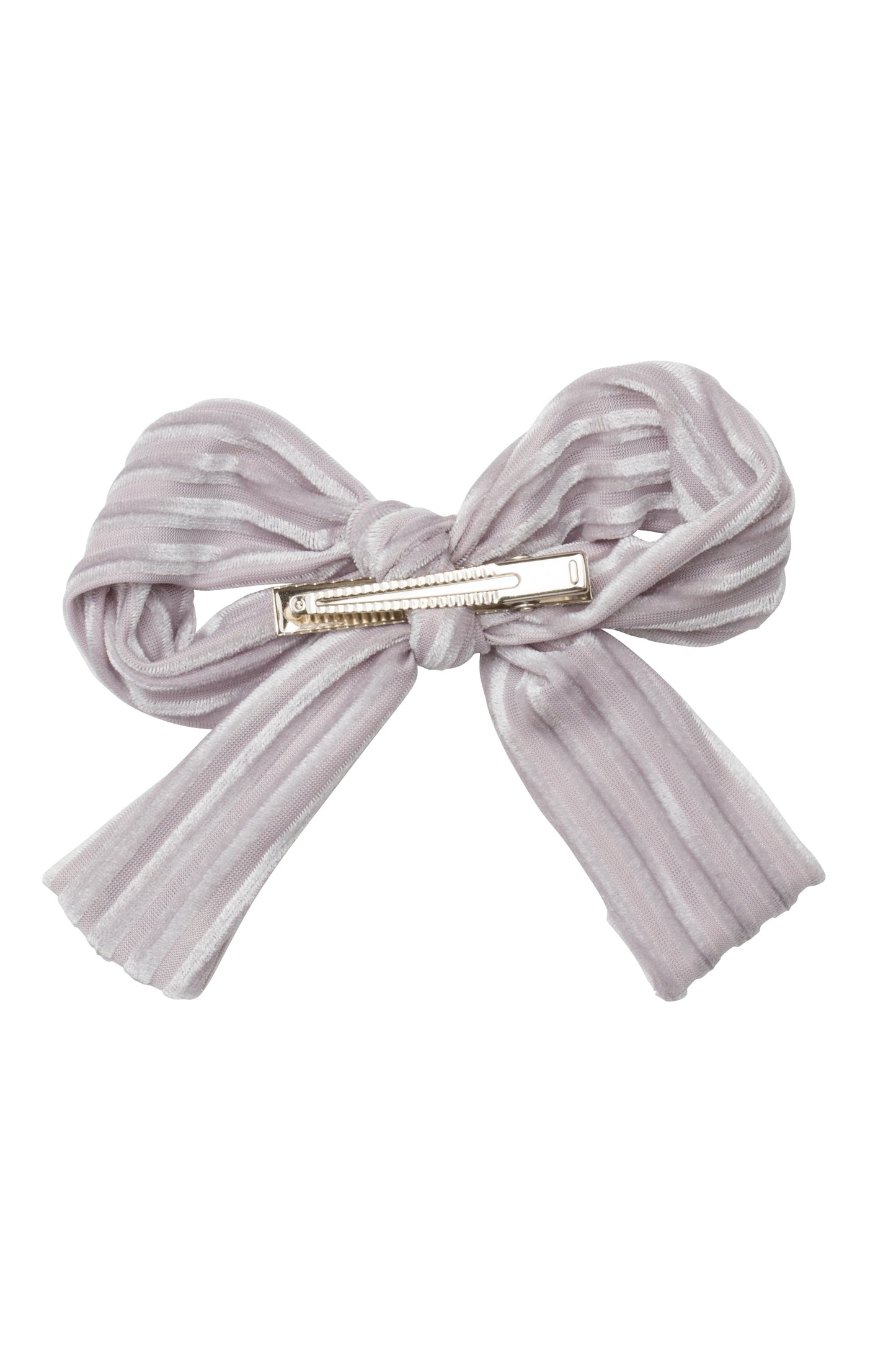 Party Bow Clip - Silver Velvet Stripe