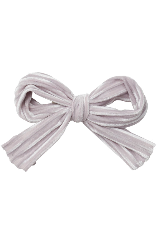 Party Bow Clip - Silver Velvet Stripe