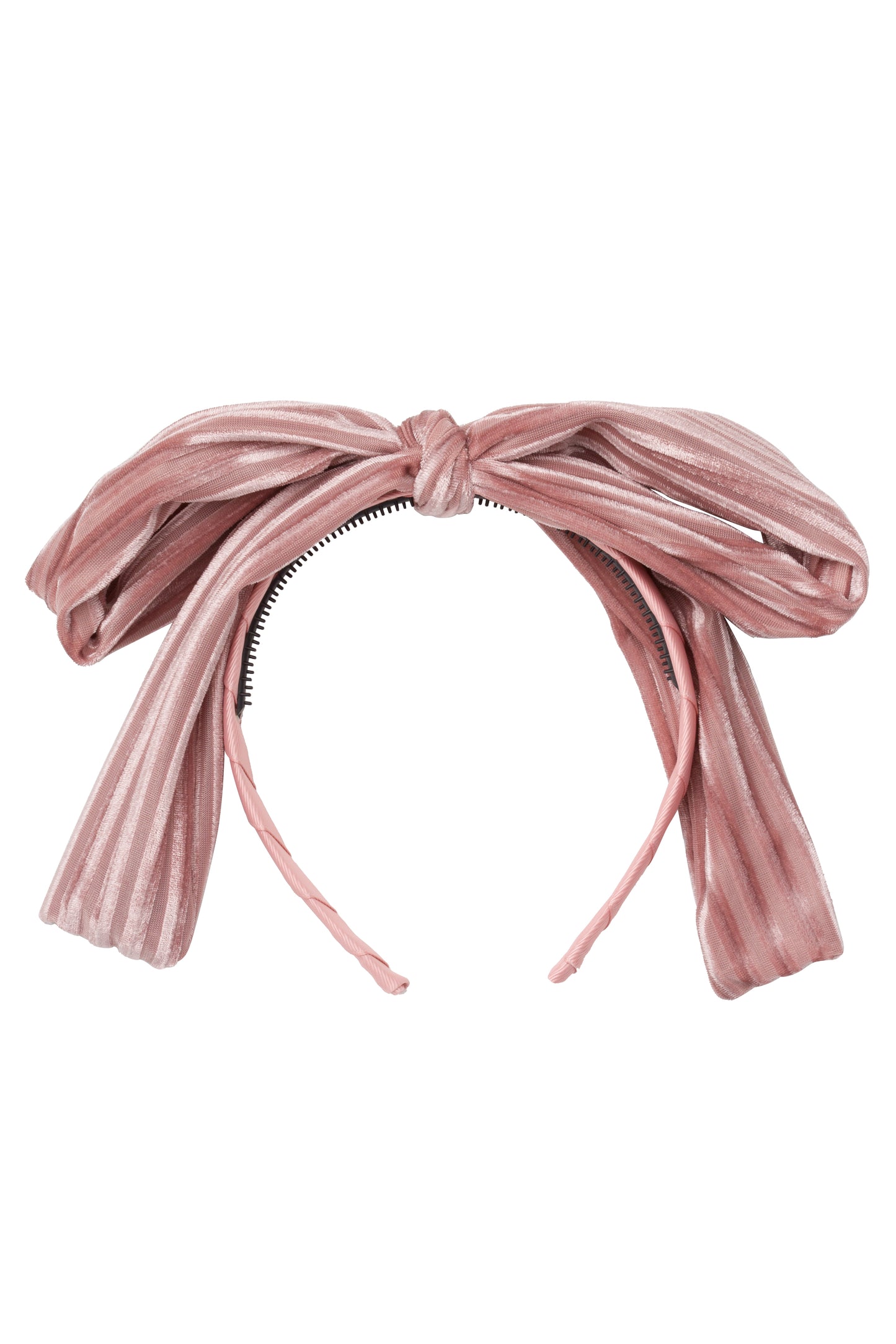 Party Bow Headband - Blush Velvet Stripe