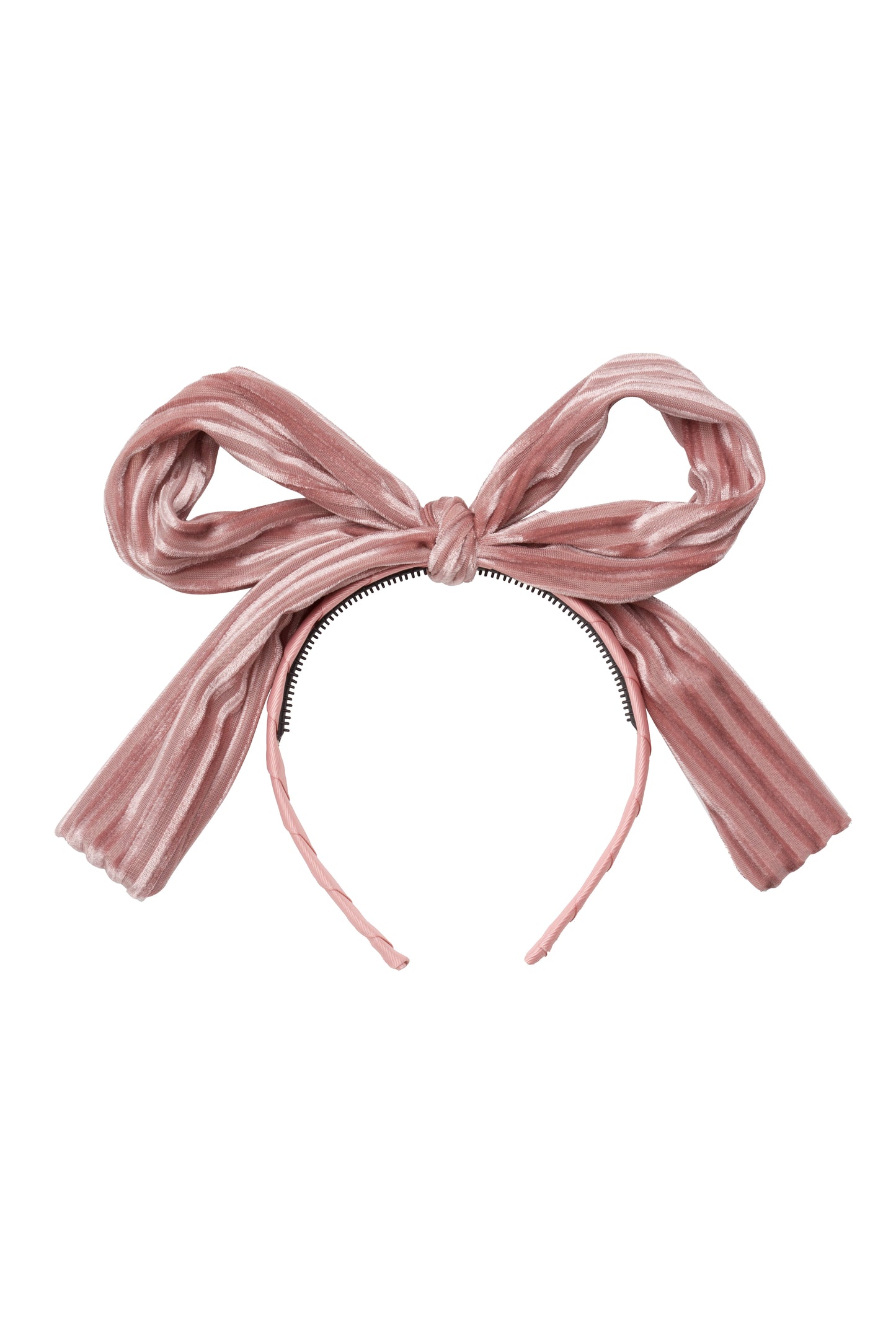 Party Bow Headband - Blush Velvet Stripe