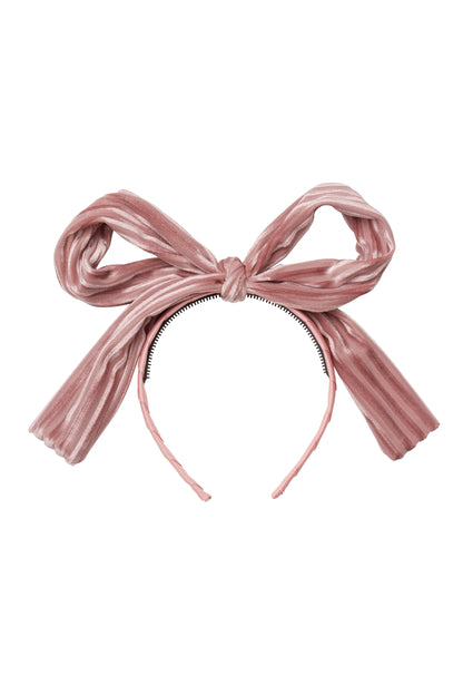 Party Bow Headband - Blush Velvet Stripe