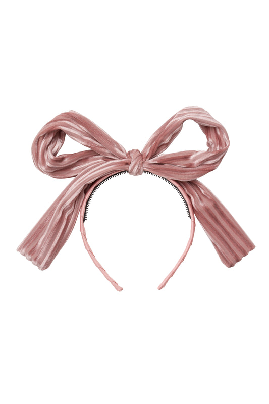 Party Bow Headband - Blush Velvet Stripe