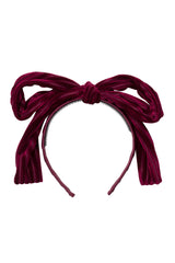 Party Bow Headband - Burgundy Velvet Stripe
