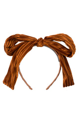 Party Bow Headband - Rust Velvet Stripe
