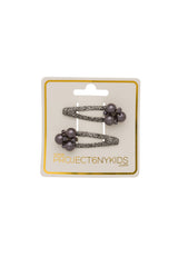 Pearl Lily Clip Set of 2 - Charcoal