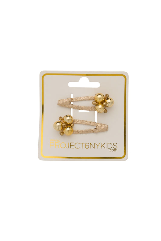 Pearl Lily Clip Set of 2 - Metallic Gold