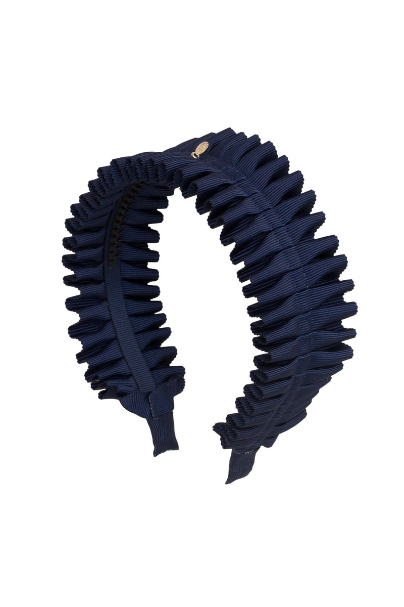 Pleated Palm Headband - Navy