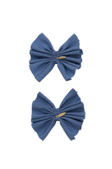 Pleated Palm Piggies Clip Set - Smoke Blue