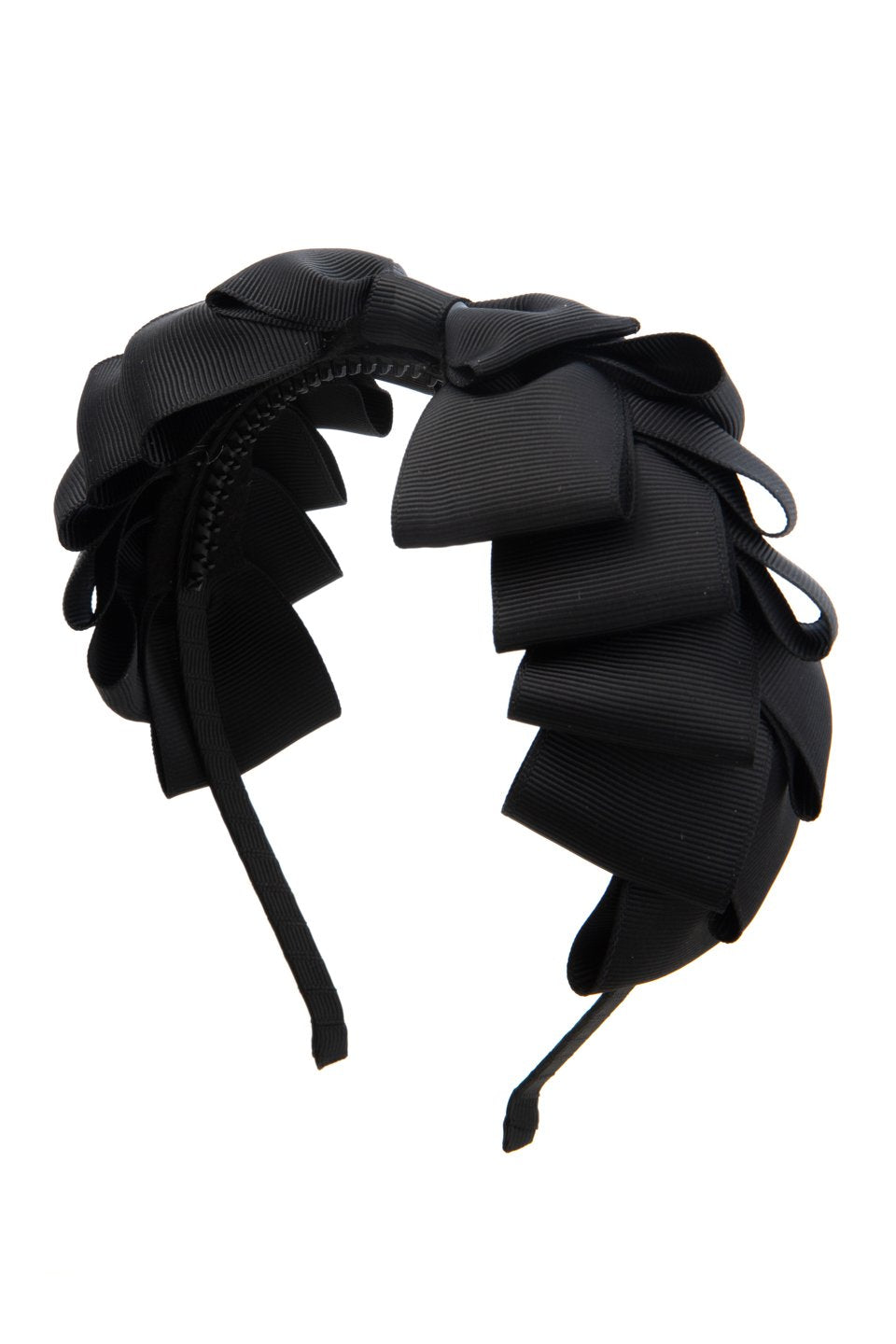 Pleated Ribbon Grosgrain Headband - Black