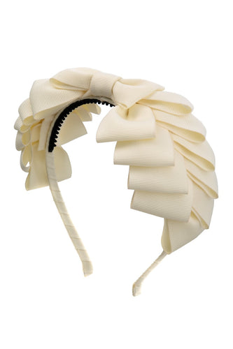 Pleated Ribbon Grosgrain Headband - Cream