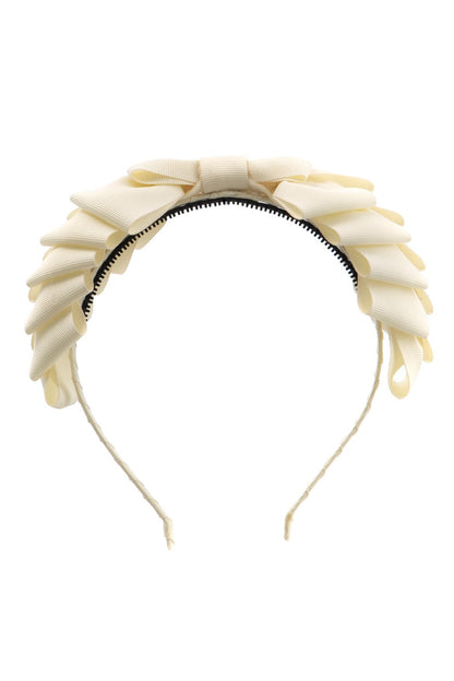 Pleated Ribbon Grosgrain Headband - Cream