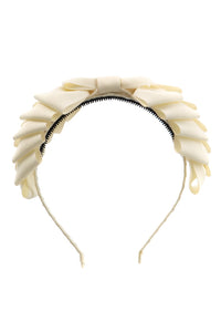 Pleated Ribbon Grosgrain Headband - Cream